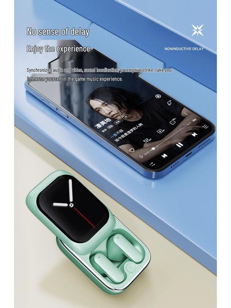 New Bluetooth Earphones with Slide Cover, HD Display, Touch Control, Noise Reduction, & Long Battery Life