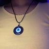 Pu Leather Chains Drop Shaped Round Demon Eye Clavicle Chains Blue Eyes Necklace Fashion Jewelry