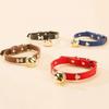 Weiches Leder Hunde Spazierhalsband Haustier Pfotenabdruck Knochen Katze Glockenhalsband Für Kleinen Hund Kätzchen