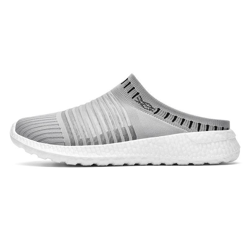 

Summer new men s sandals mesh breathable half slippers light Korean version soft-soled beach shoes large size men s shoes 37 сірий колір