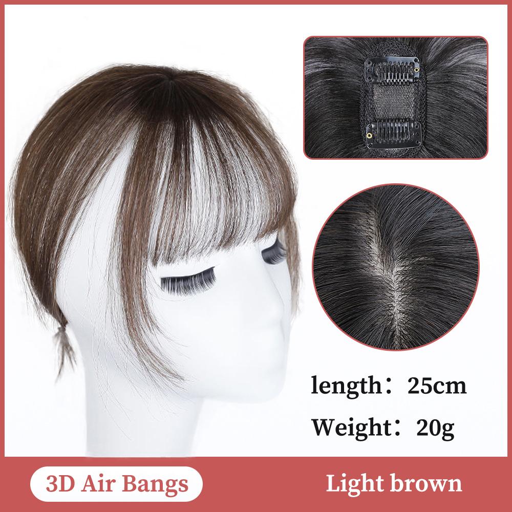 3D Air Bangs Wig Female Seamless High Temperature Hairpiece Head Top Replacement Cover White Hair Fake Bangs