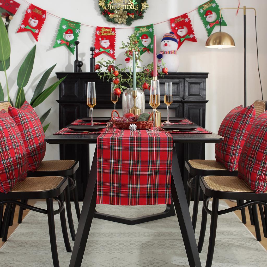 Ambiance de Noël Drapeaux de table Nappes Nappe festive rouge Drapeau de table Meuble TV Housse de table basse Serviette
