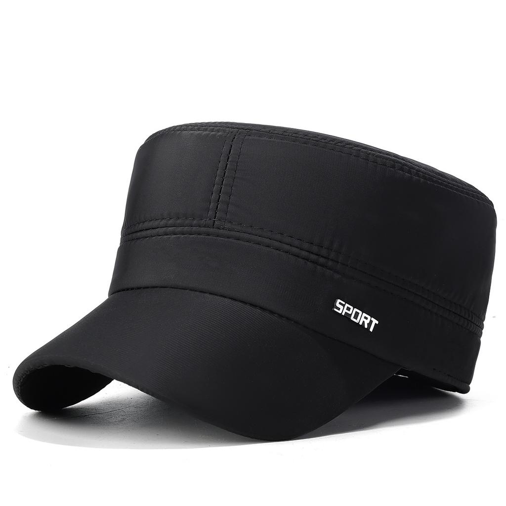 Mens Winter Warm Flat Top Cap with Ear Flaps Dad Hat