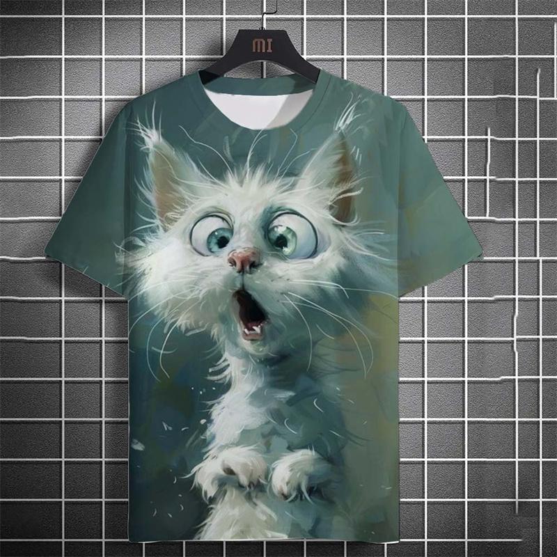 3D Printed Cute Cat Graphic Men's T-shirts Fun Streetwear Casual Summer Daily Fun and Humorous T-shirts
