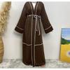 Middle East Dubai Contrast Color Stripe Cardigan Dress Contrast Striped Cardigan Dress