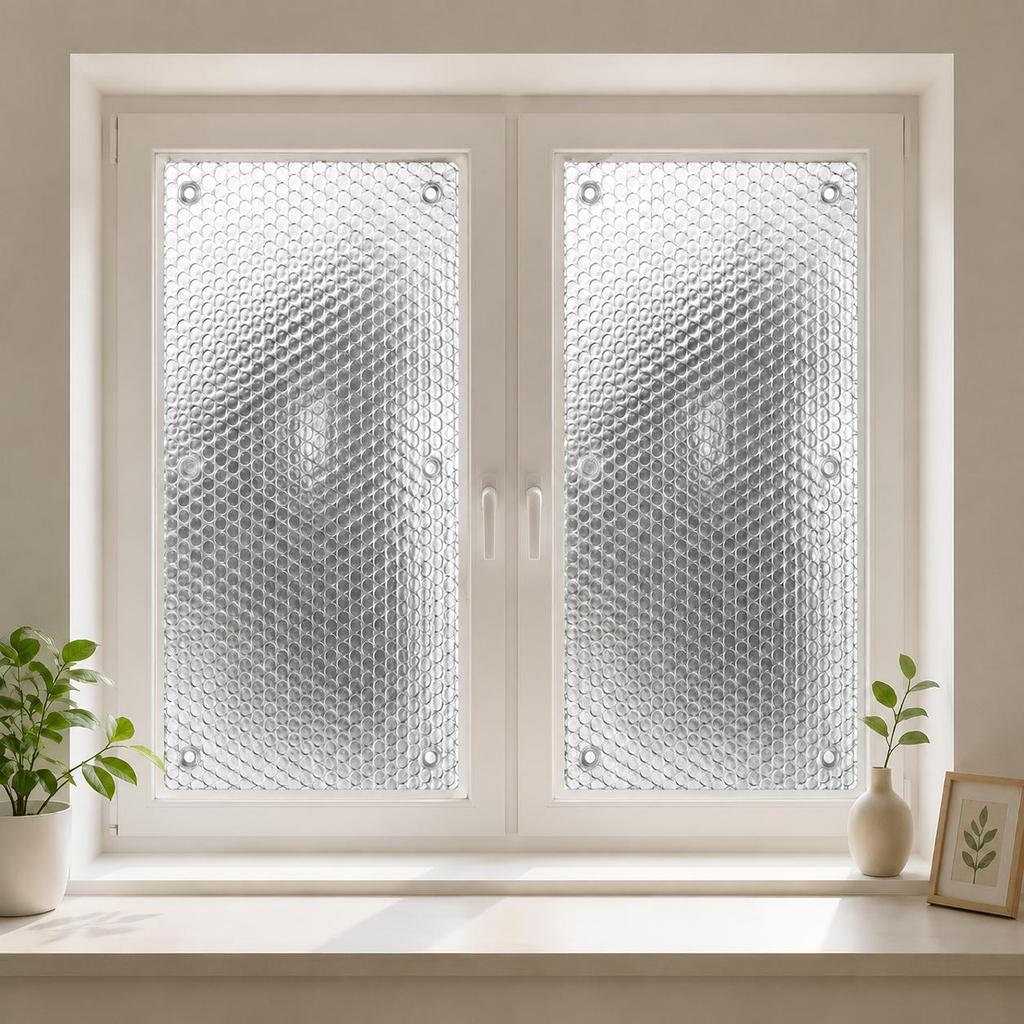 Reflective Window Insulation Film Window Cover with Suction Cups Reusable Thermal Insulation Sun Shade for Home Office RV