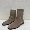 Sheepskin Version~ 2025 New Korean Version of High-end Suede Short Boots, Western Boots, Women's Flat-bottomed Soft-soled Casual Single Boots