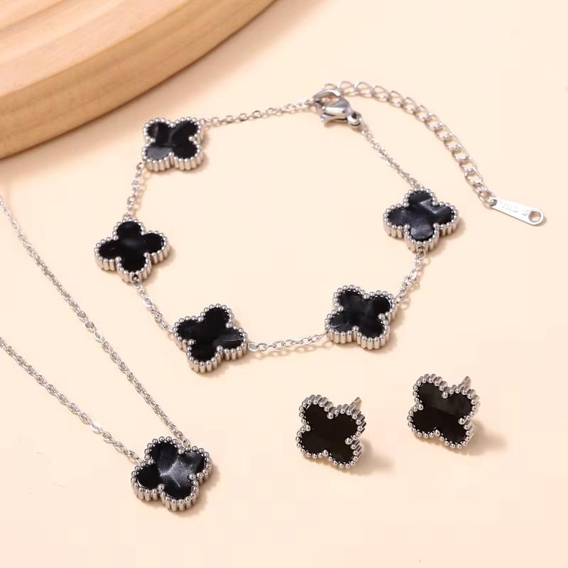 Tarnish Free Best-selling Stainless Steel 18K Gold Plated Bracelet, Necklace, Earrings and Stud Set Jewelry for Ladies