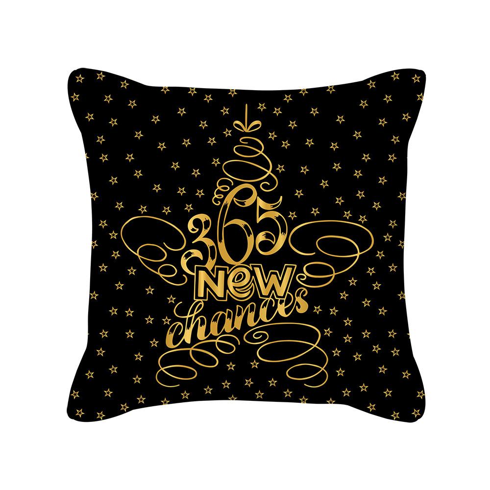 Pillow Peach Velvet Black Gold Christmas Pillow New Snowflake Letter Sofa Bedside Pillow Cover