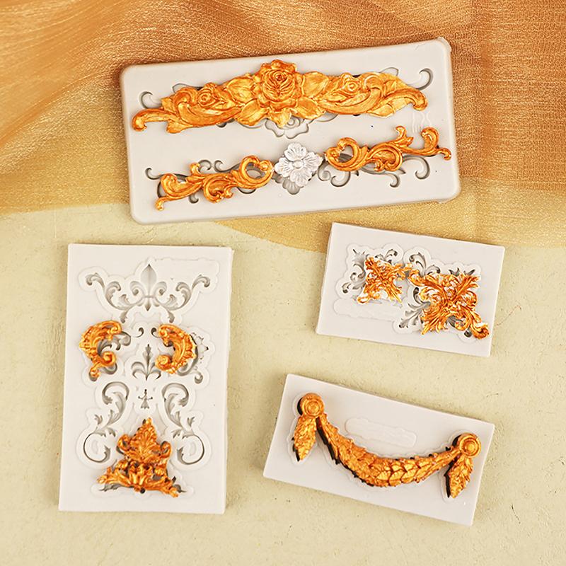 1/5Pcs Baroque Silicone Mold Diy Baroque Border Mold Baroque Silicone Mold Border Molds For Cake Fondant Trim Decoration