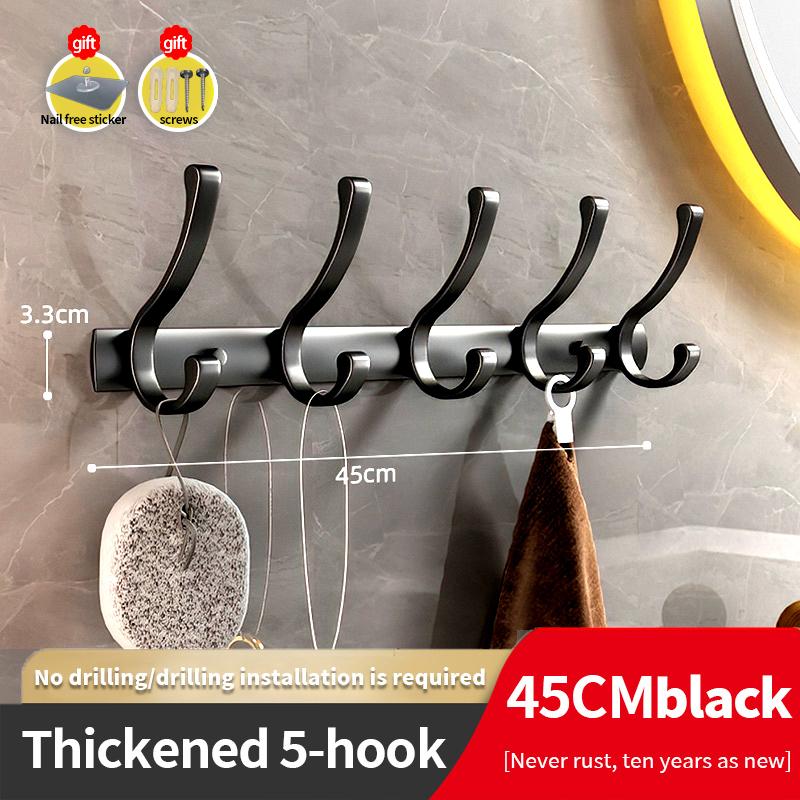 YUNJIEYA Black/White/Gun Grey Door Hooks Clothes Hanger Storage Bedroom Clothes Hook Wall Hanging Kitchen Bathroom Accessories