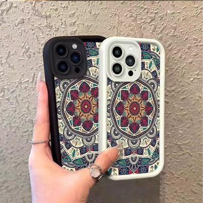 Retro Ethnic Floral Pattern Phone Case Compatible with Apple iPhone Models 13/14/15 Pro/16 Pro Max/17