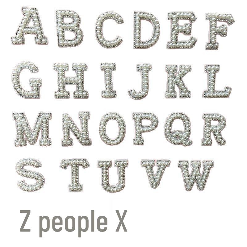 DIY Pearl & Rhinestone Iron-on Letter Stickers - 26 Alphabet Designs for Hat Decoration