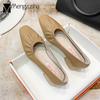 Fashion 2024 Brief Leather Shoes Woman Grandma Loafers Stretch Slip On Mary Jeans Femme Wood Heeled Pumps Ladies 4cm Medium High Heels