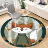 1pc Fox Autumn Office Round Area Rug, Indoor Mat Suitable For Office, Under Office Chairs Bedroom Living Room Home Decor, Room Deco