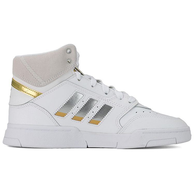 Adidas Originals Drop Step Xlt Synthetic Leather Wrap Anti-Slip Balance High-Top Skate Shoes Women Skate Shoes White Yellow FX9811