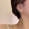 Pinkdudu Mode Imitation Perle Stud Ohrringe Romantische Temperament Licht Luxus Geometrische Ohrring für Frauen Schmuck PD1480