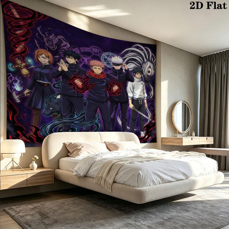 Jujutsu Kaisen Wandteppich Ästhetisches Wandbehang Gedruckter Stoffdecke Dekorative Wandteppiche Für Schlafzimmer Wohnzimmer Heimdekoration