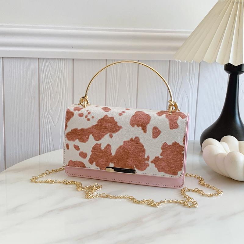 Women's Cow Print Shoulder Bag  Trend All-match Shoulder Bag Chain Handbag Female Fashion Texture Mobile Phone Bag