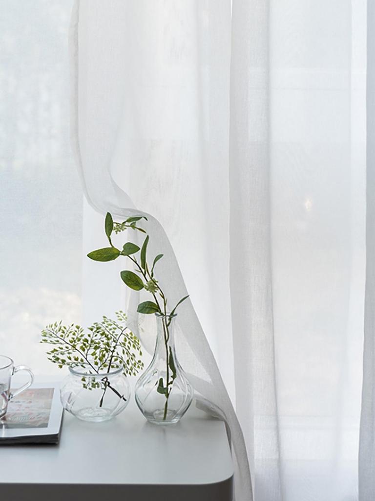 Solid Color Perforated Trylene Semi-Blackout Voile Curtain for Living Room or Balcony