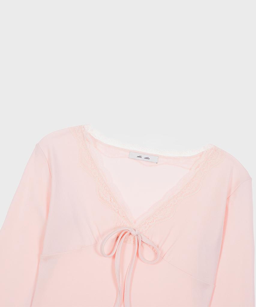 Alkialka Lace Trim Long Sleeve (Light Pink)