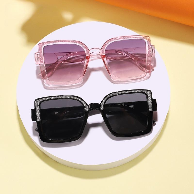 Non-polarized Fashion Square Frame Cute Animal Cartoon Sunglasses Men Women    Retro Fine Glitter Frame Outdoor Sunscreen Eyeglasses
