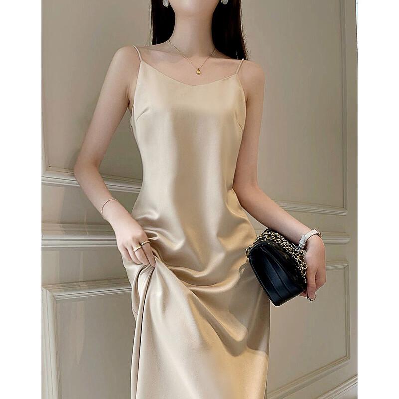 Demana 2025 Sommer Elegantes Glänzendes Satinslip-Kleid