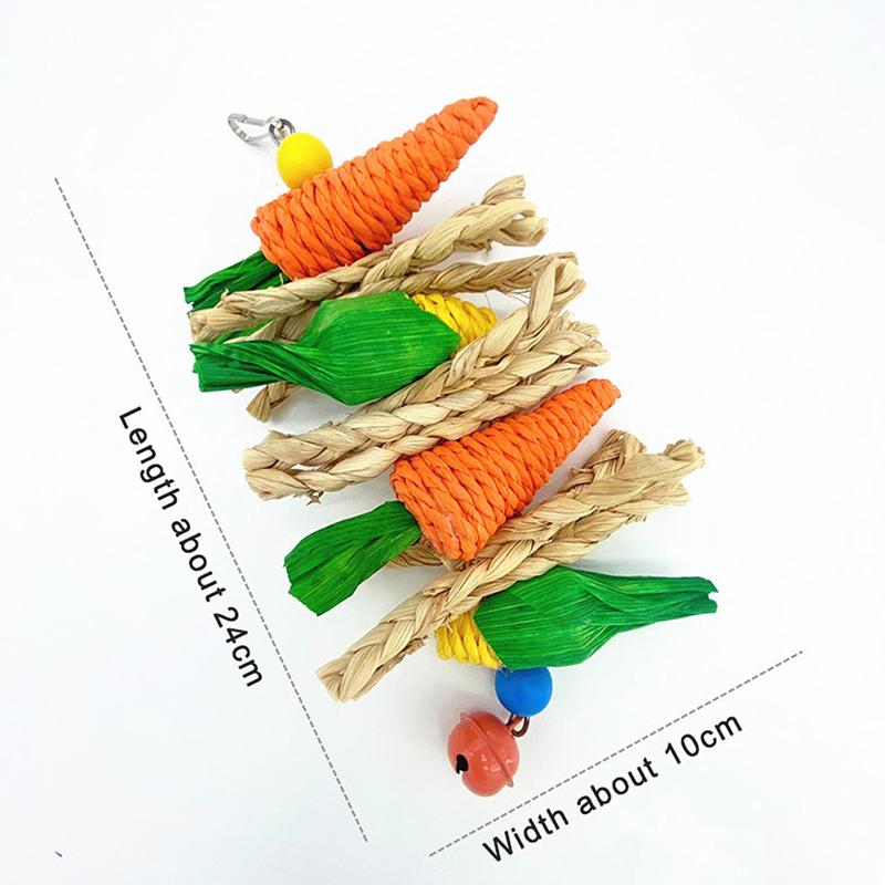 1Pcs Hamster Rabbit Hand Woven Carrot Corn Vine Ball Toys Small Pet Chewing Toy Birdcage Hanging Accessories