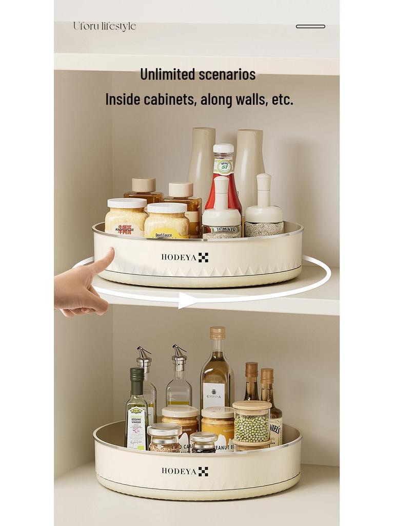 Dönen Mutfak Baharatlık & Baharat Düzenleyici - Şişeler ve Kavanozlar için Çok Fonksiyonlu Köşe Depolama