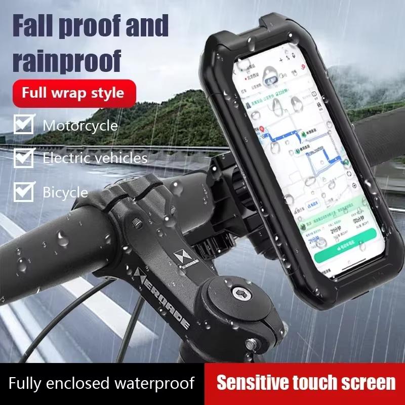 Waterproof Bicycle Phone Holder Motorcycle Bike Phone Case Bag for Bike Phone Stand Mount 360° Rotation for 5.5-6.9inch