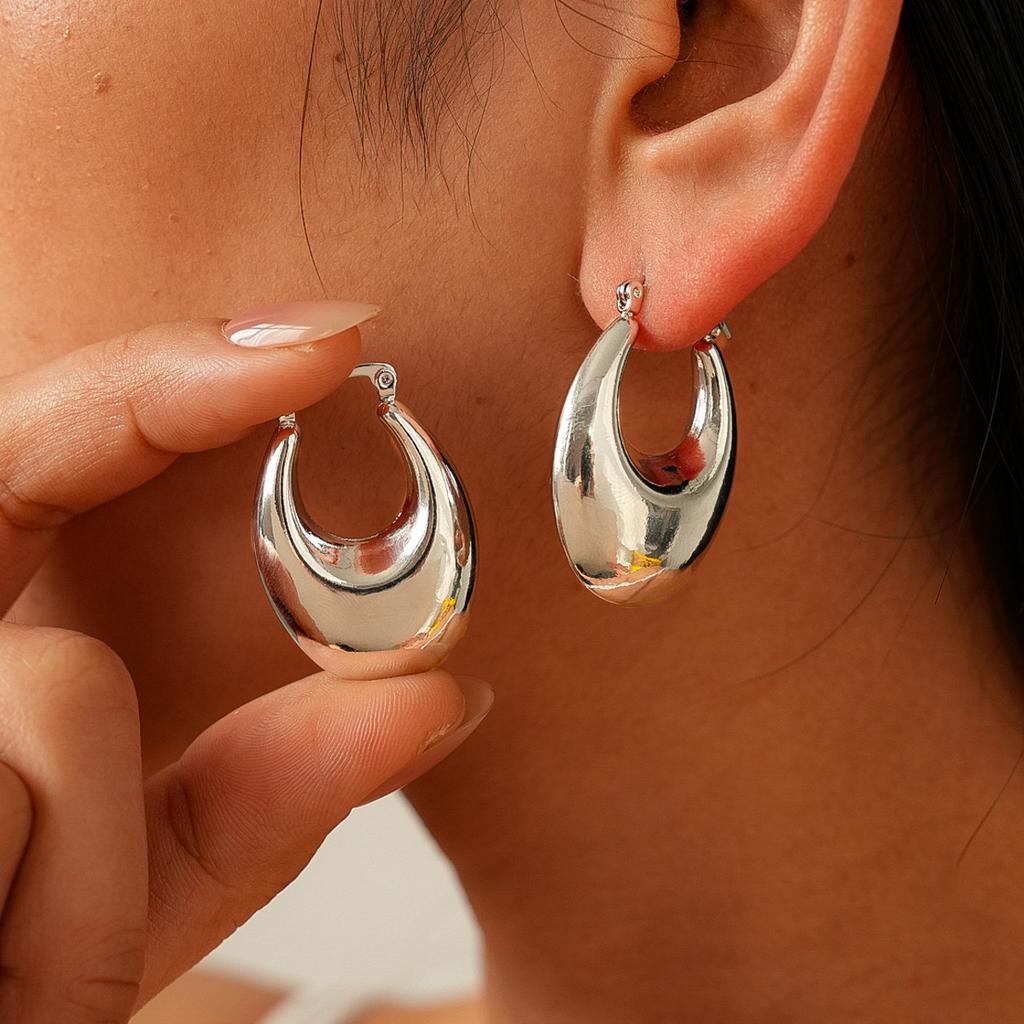 Glossy Oval Ear Buckles ins Simple Earrings Eco-Friendly Earrings