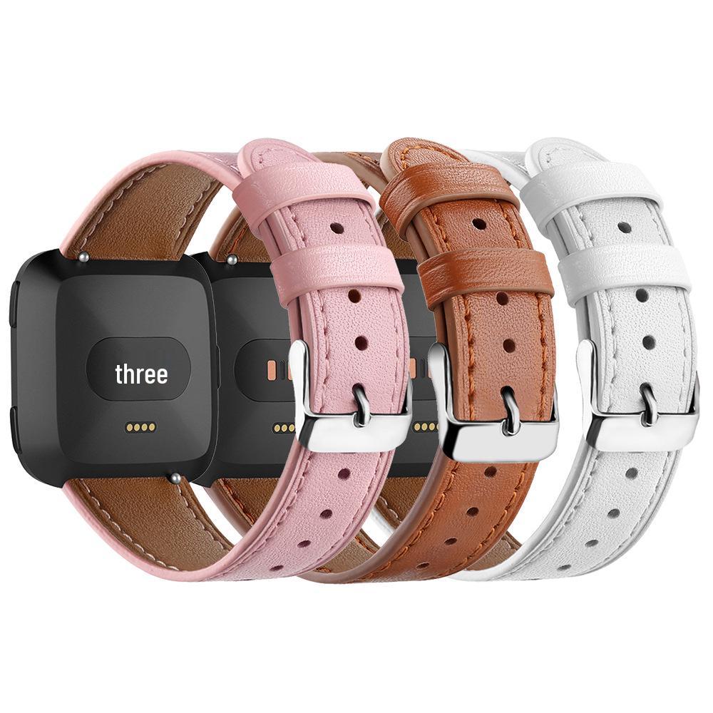 Fitbit Versa 2/Versa/Lite Leather Strap - Round Tail Cowhide Printed Wristband