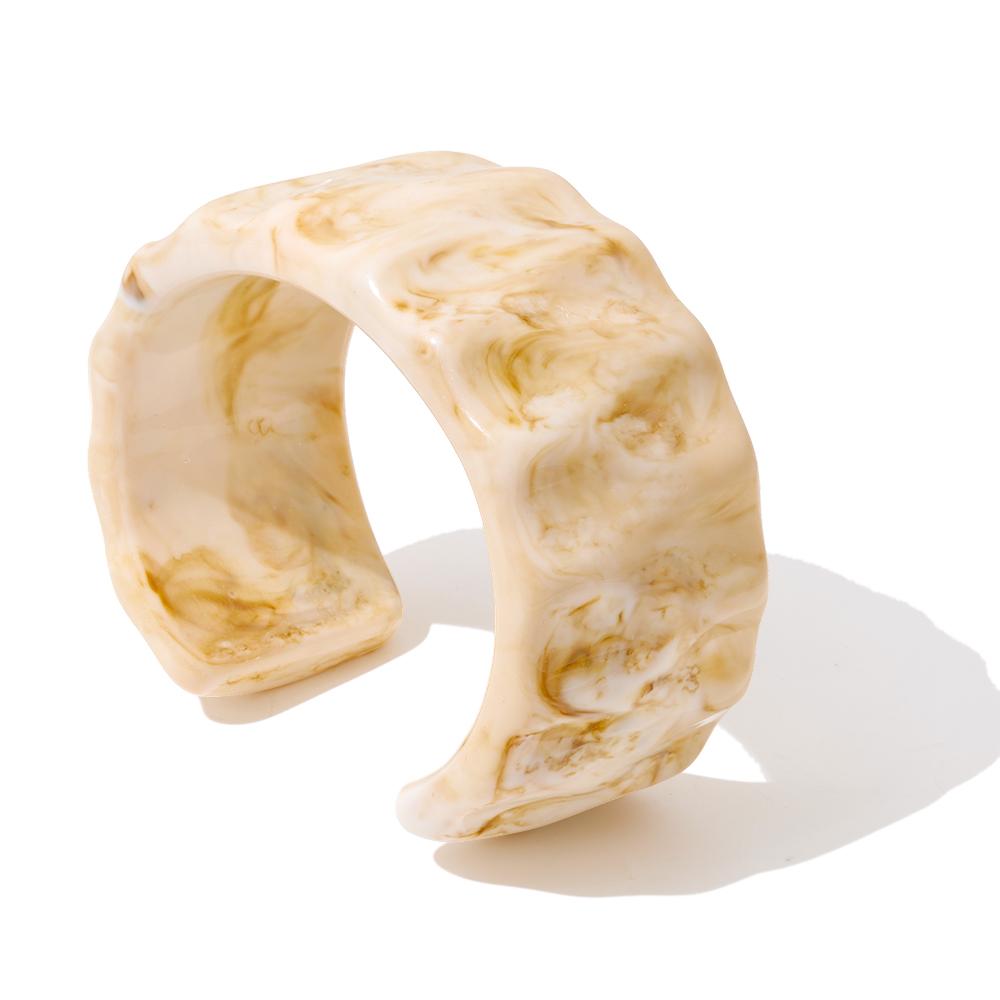 

Yhpup 55mm Beige Resin Acrylic Wide Cuff Statement Bracelet Bangle for Women Waterproof Trendy Fashion Jewelry Wholesale Gift