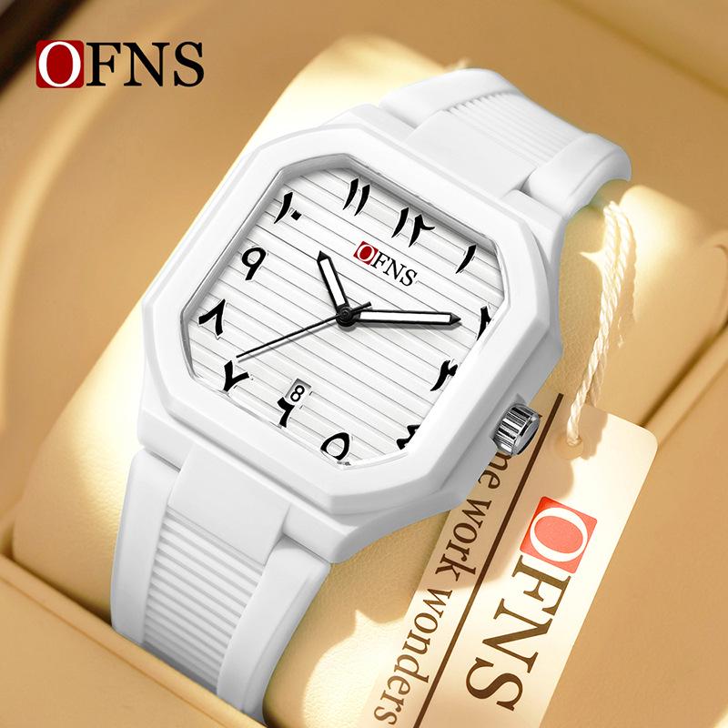 OFNS Waterproof Quartz Watch with Square Arabic Numerals - Unisex Design for Students in the Middle East