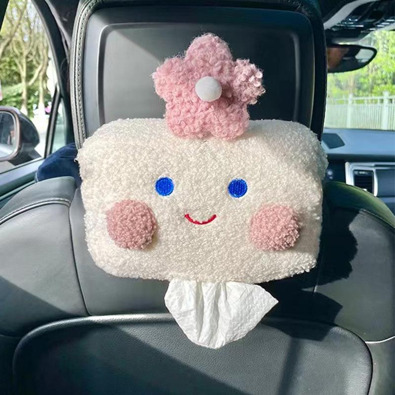Creative Cartoon Car Plush Tissue Box - Hanging or Armrest Style
