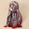 Women Head Wrap Vintage Retro Square Shape Contrast Color Foldable Head Protection Soft Fabric Paisley Print Summer Scarf Female Headwear