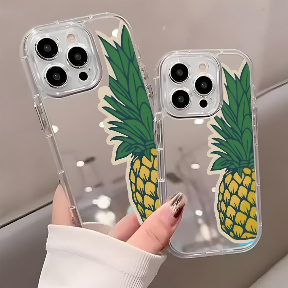 Fresh Summer Day Pineapple Pattern Phone Case For iPhone 11 12 13 14 15 16 17 Pro Max X XR XS 17 Air 7 8 Plus Back Mirror Cover