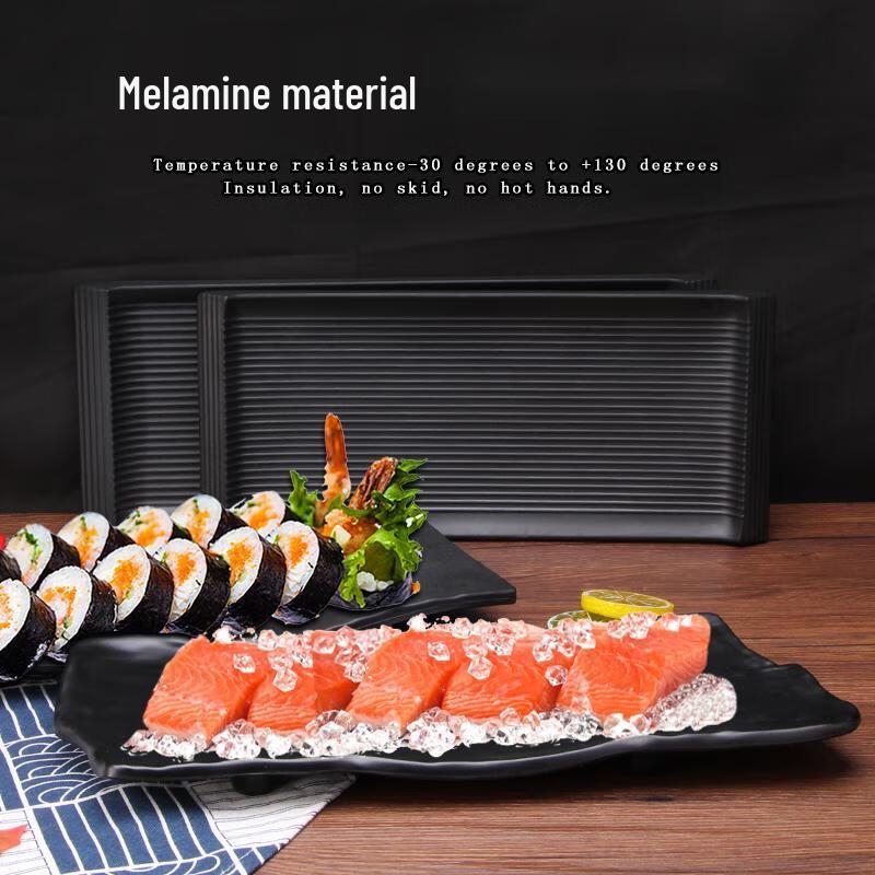 Qianxing A5 Matte Black Melamine Rectangular Dinner Plates