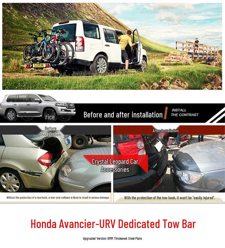 Compatible with Honda Avancier URV for trailer hitch mod, tow hook, and bike rack removal.