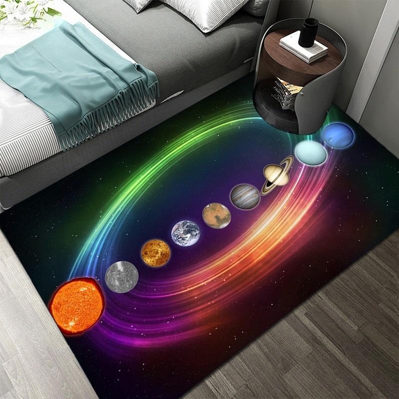 3D Solar System Children's Room Carpet Space Planet Carpet Children's Bedroom Anti-slip Mat Home Decoration Play Crawling Mat