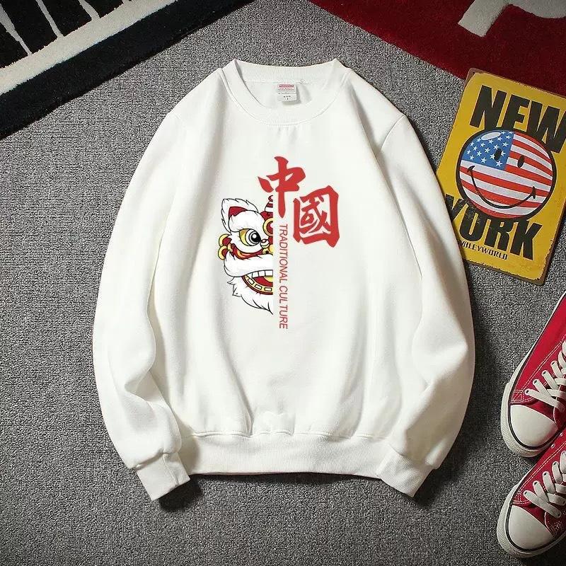 Spring and Autumn New Style National Fashion Sweater Men's Loose Pullover Round Neck Jacket Ins Trendy Velvet Top Long Sleeve