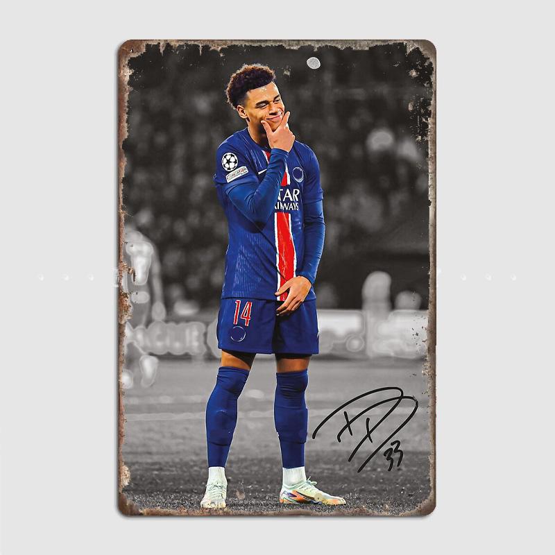 Désiré Doué Fußballspieler Retro Poster Metallschild Poster Bar Innenraum Schlafzimmer Wandkunst Heimdekor Raumdekoration