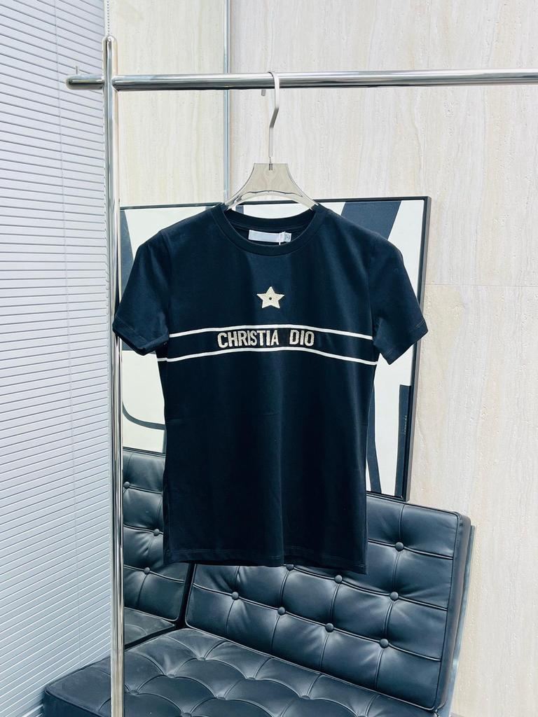 2025 High-End Women's Short Sleeve Embroidered Logo T-Shirt - Japanese & Korean Casual Style