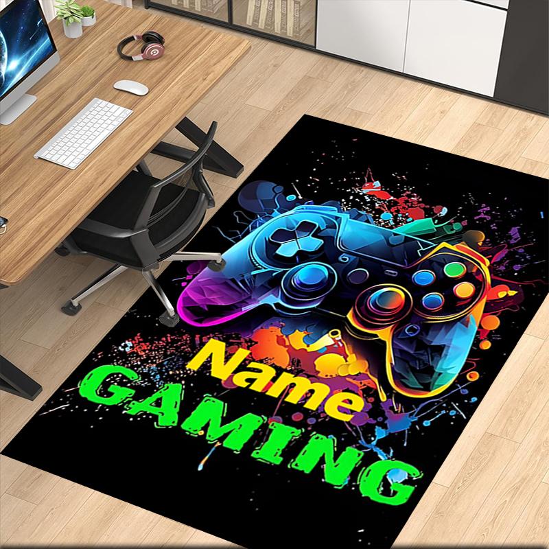 Custom Name Game Controller Printed Carpet, for Office Chair Living Room Bedroom Kitchen Room Decor Gifts.