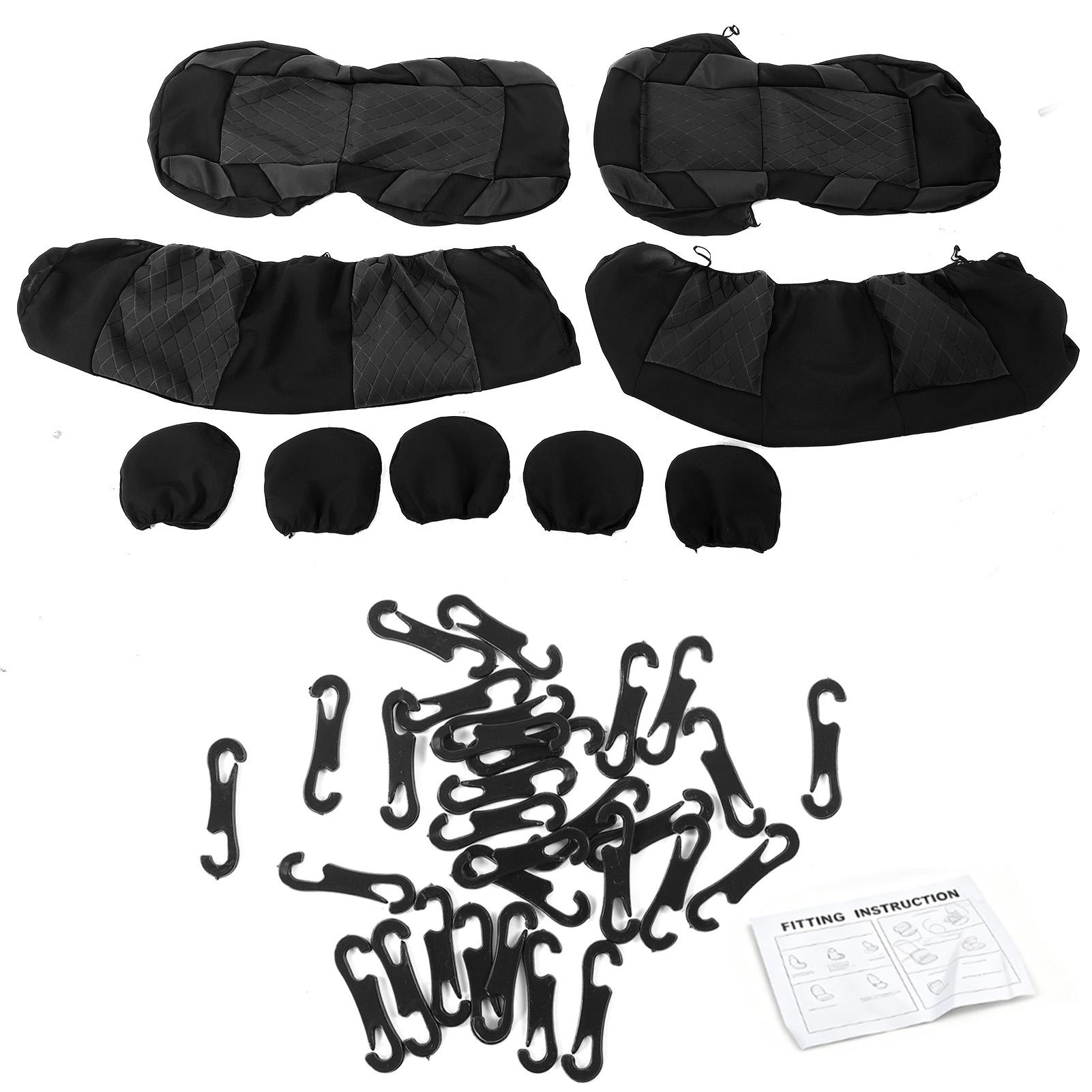 Universal Car Seat Covers, 9PCS Front and Rear Seat Protectors, Full Set Auto Seat Covers, Front Seats Airbag чёрный