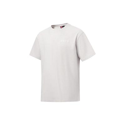 Li Ning Vital Essential Solid Color Logo Embroidered Loose Fit Crew Neck Short Sleeve T-Shirt Unisex Tops Light-Gray AHST169-1