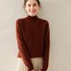 Women's Cashmere Half High Neck Sweater – Thick, Solid Color, Loose Fit for Autumn/Winter.