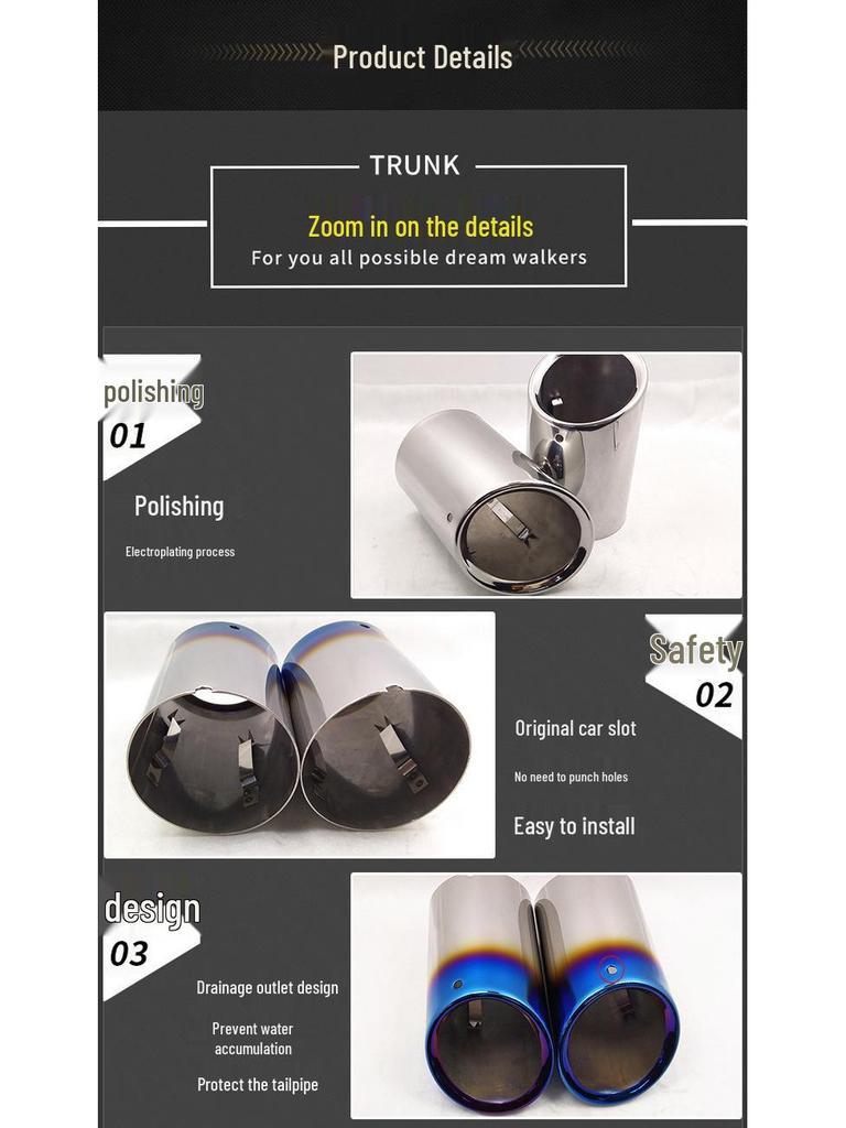 Cadillac ATS-L Stainless Steel Exhaust Tailpipe Muffler