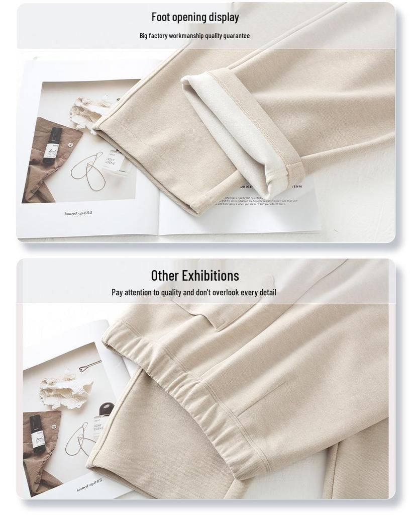 Women's Dark Cashmere Wide-Leg Pants 2024 - Elastic, Loose-Fit, Autumn/Winter Long Trousers