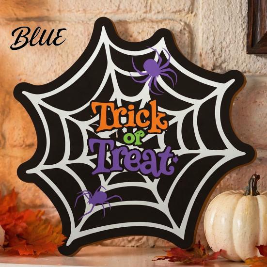 Durable Wood Craft Decoration Wooden Halloween Door Hanger Sign Spider Web Hanging Trick Sign or Treat Plaque Rustic Farmhouse Entryway with